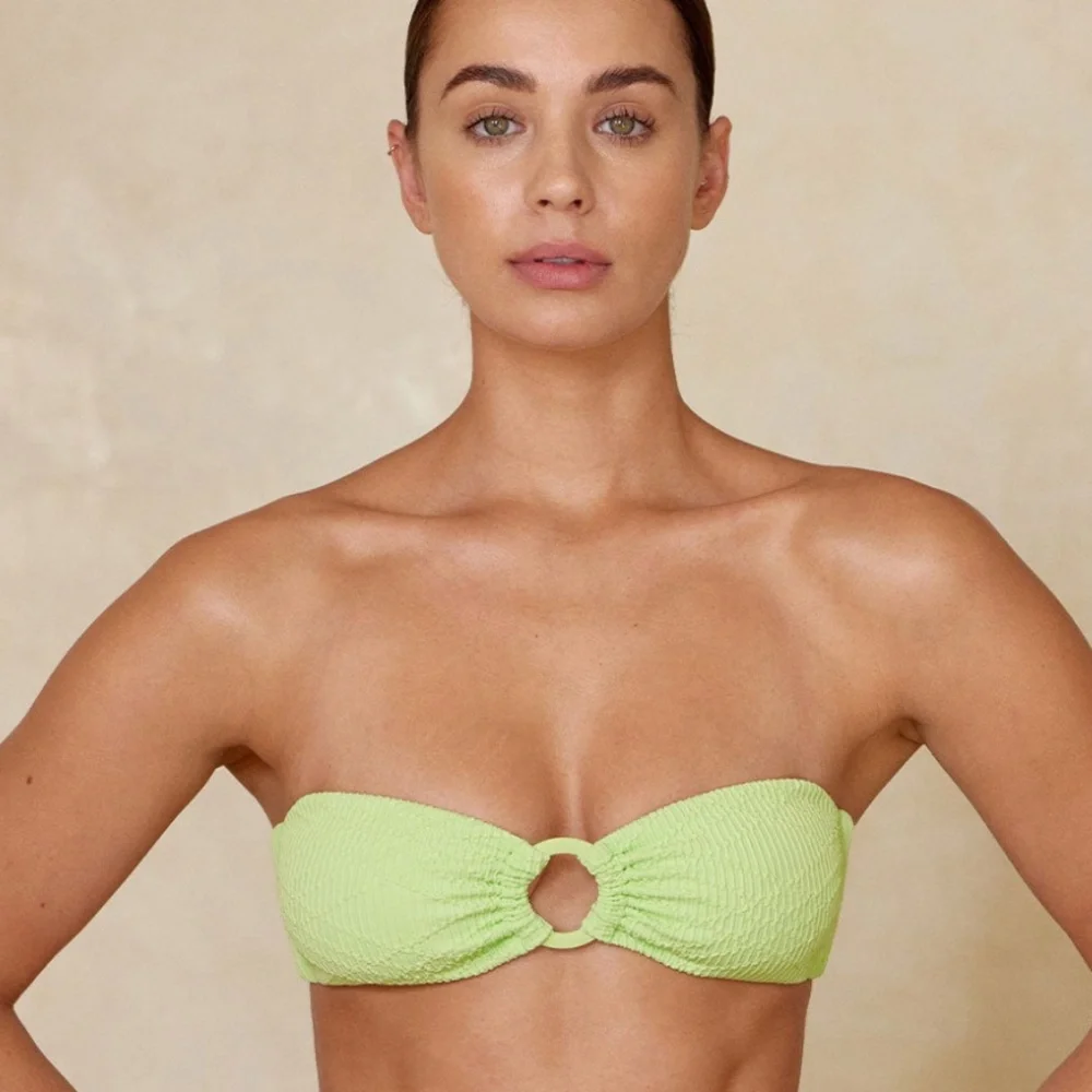 NWT Monday Swimwear Costa Rica Bandeau Top in Honeydew Summer Plaid - Size S - Picture 5 of 7